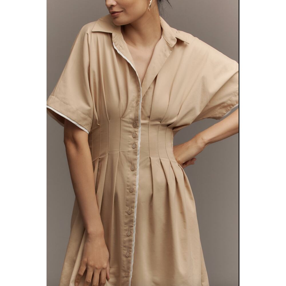 EUC Anthropologie Exquise The Tobie Button-Front Pleated Shirt Dress Plus Size - Picture 9 of 11